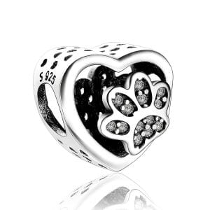 Silver Paw Print Heart